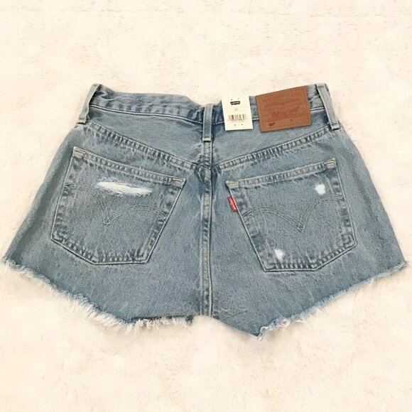Levi’s 501 NWT 25 (0/1) Denim Women’s Jeans Shorts High Rise Cutoffs Distressed - Picture 5 of 10